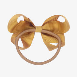 Peach Ribbons-Yellow Hair Elastic (7cm) | Childrensalon