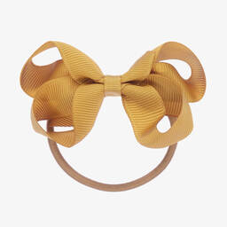 Peach Ribbons-Yellow Hair Elastic (7cm) | Childrensalon