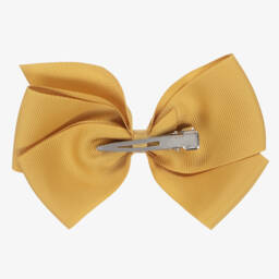Peach Ribbons-Yellow Ribbon Bow Hair Clip (12cm) | Childrensalon
