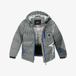 Perfect Moment-جاكيت تزلج مبطن بالريش لون أبيض وأسود | Childrensalon