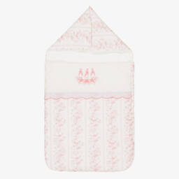 Peter Rabbit™ by Childrensalon-Girls White Cotton Babygrow & Hat with Pink Embroidery | Childrensalon