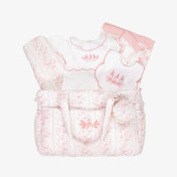 Peter Rabbit™ by Childrensalon-Pink Linen-Blend Weekend Changing Bag & Outfit Gift Set (42cm) | Childrensalon