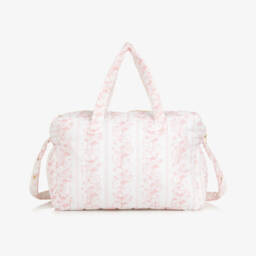 Peter Rabbit™ by Childrensalon-Pink Linen-Blend Weekend Changing Bag with Cottontail (42cm) | Childrensalon