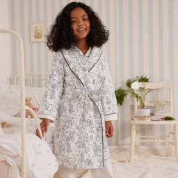 Peter Rabbit™ by Childrensalon-White & Blue Cotton Dressing Gown | Childrensalon