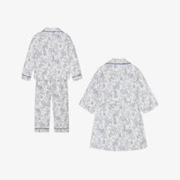 Peter Rabbit™ by Childrensalon-طقم روب وبيجاما قطن تويل لون أبيض وأزرق | Childrensalon