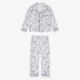Peter Rabbit™ by Childrensalon-طقم روب وبيجاما قطن تويل لون أبيض وأزرق | Childrensalon