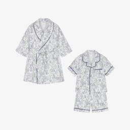 Peter Rabbit™ by Childrensalon-طقم روب وبيجاما شورت لون أبيض وأزرق | Childrensalon