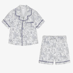 Peter Rabbit™ by Childrensalon-White & Blue Dressing Gown & Short Pyjamas Set   | Childrensalon