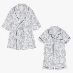 Peter Rabbit™ by Childrensalon-White & Blue Dressing Gown & Short Pyjamas Set   | Childrensalon