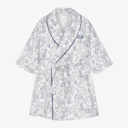 Peter Rabbit™ by Childrensalon-White & Blue Personalised Dressing Gown | Childrensalon