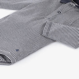Petit Bateau-بودي سوت أطفال ولادي مقلم قطن جيرسي لون كحلي وأبيض | Childrensalon