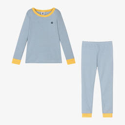 Petit Bateau-بيجاما قطن مقلم لون أزرق للأولاد | Childrensalon