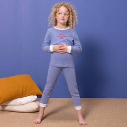 Petit Bateau-Boys Blue & White Striped Cotton Pyjamas | Childrensalon
