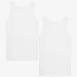 Petit Bateau-Boys White Organic Cotton Vests (2 Pack) | Childrensalon