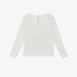 Petit Bateau-Топ кремовый хлопковый с воротником с рюшами для девочек | Childrensalon