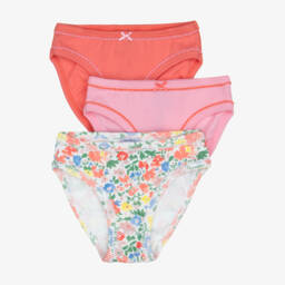 Girls Pink & Coral Organic Cotton Knickers (3 Pack)
