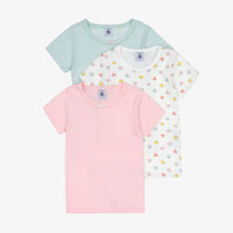 Girls Pink & Green Cotton Tops (3 Pack)