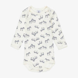 Petit Bateau-بودي سوت قطن لون عاجي وأخضر للأطفال الرضع (عدد 5) | Childrensalon