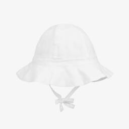 Petit Bateau-قبعة شمس قطن لون أبيض | Childrensalon