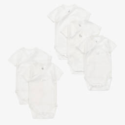Petit Bateau-تبان قطن عضوي جيرسي لون أبيض للأطفال (عدد 5 ) | Childrensalon