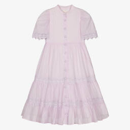 Petite Amalie-Girls Lilac Lace Cotton Shirt Dress | Childrensalon