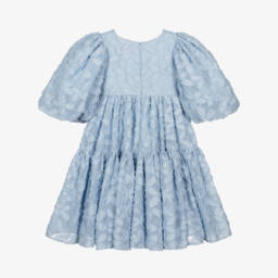 Petite Amalie-Платье голубое жаккардовое с цветочным узором | Childrensalon