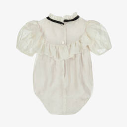 Phi Clothing-Baby Girls Beige & Ivory Diamanté Shortie | Childrensalon