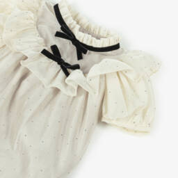 Phi Clothing-Baby Girls Beige & Ivory Diamanté Shortie | Childrensalon