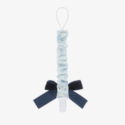 Phi Clothing-Baby Girls Blue Toile de Jouy Dummy Clip | Childrensalon