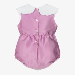 Phi Clothing-Песочник сиреневый из сатина с белым воротником для малышек | Childrensalon