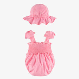 Phi Clothing-Baby Girls Pink Plumeti Shortie Set | Childrensalon