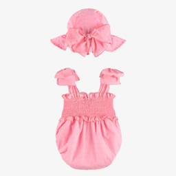 Phi Clothing-Baby Girls Pink Plumeti Shortie Set | Childrensalon