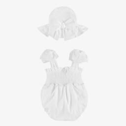 Phi Clothing-Baby Girls White Broderie Anglaise Shortie Set | Childrensalon