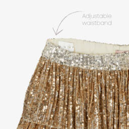 Phi Clothing-Girls Gold Sequin Tulle Ruffle Skirt | Childrensalon