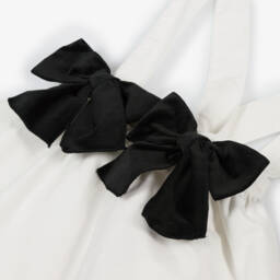 Phi Clothing-Girls Ivory Cotton Skirt with Black Velvet Bows | Childrensalon
