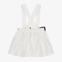 Phi Clothing-Girls Ivory Cotton Skirt with Black Velvet Bows | Childrensalon