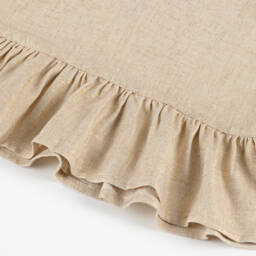 Phi Clothing-Girls Pale Gold Dress with Scalloped Collar & Velvet Bow | Childrensalon