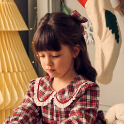 Phi Clothing-Бант тартановый красный для девочек (15см) | Childrensalon