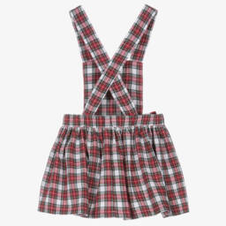 Phi Clothing-Girls Red Tartan Pinafore Dress with Velvet Bows | Childrensalon