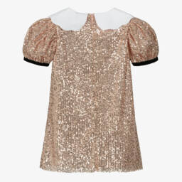 Phi Clothing-Girls Rose Gold Sequinned Dress | Childrensalon