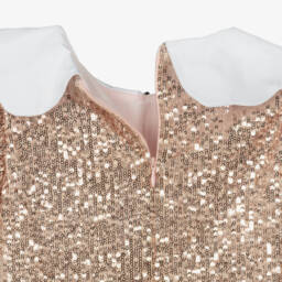 Phi Clothing-Girls Rose Gold Sequinned Dress | Childrensalon