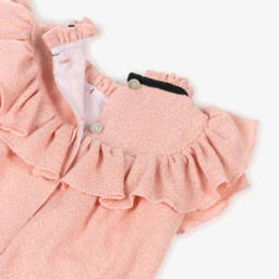 Phi Clothing-Girls Sparkly Pink Ruffle Shortie with Black Bows | Childrensalon