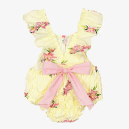 Phi Clothing-Girls Yellow Cotton Floral Shortie | Childrensalon