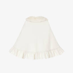 Piccola Speranza-Girls Ivory Cape with Faux Fur Collar | Childrensalon
