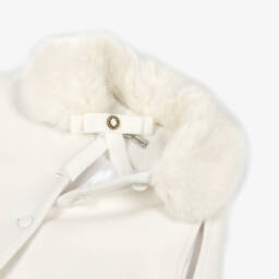 Piccola Speranza-Girls Ivory Cape with Faux Fur Collar | Childrensalon
