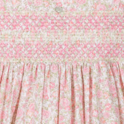 Piccola Speranza-Girls Pink Floral Cotton Dress | Childrensalon