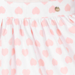 Piccola Speranza-Girls White & Pink Heart Cotton Skirt Set | Childrensalon