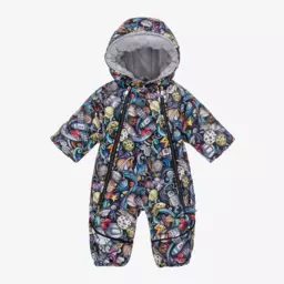 Pilguni-Baby Boys Black Space Print 2-in-1 Snowsuit | Childrensalon
