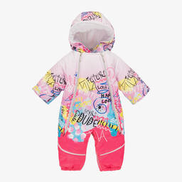 Pilguni-Baby Girls Pink Graffiti Print 2-in-1 Snowsuit | Childrensalon