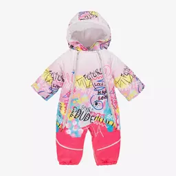 Pilguni-Baby Girls Pink Graffiti Print 2-in-1 Snowsuit | Childrensalon